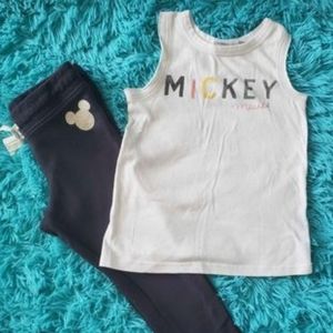 Junk Food Brand Girls Disney Mickey outfit, Top XS Bottoms S